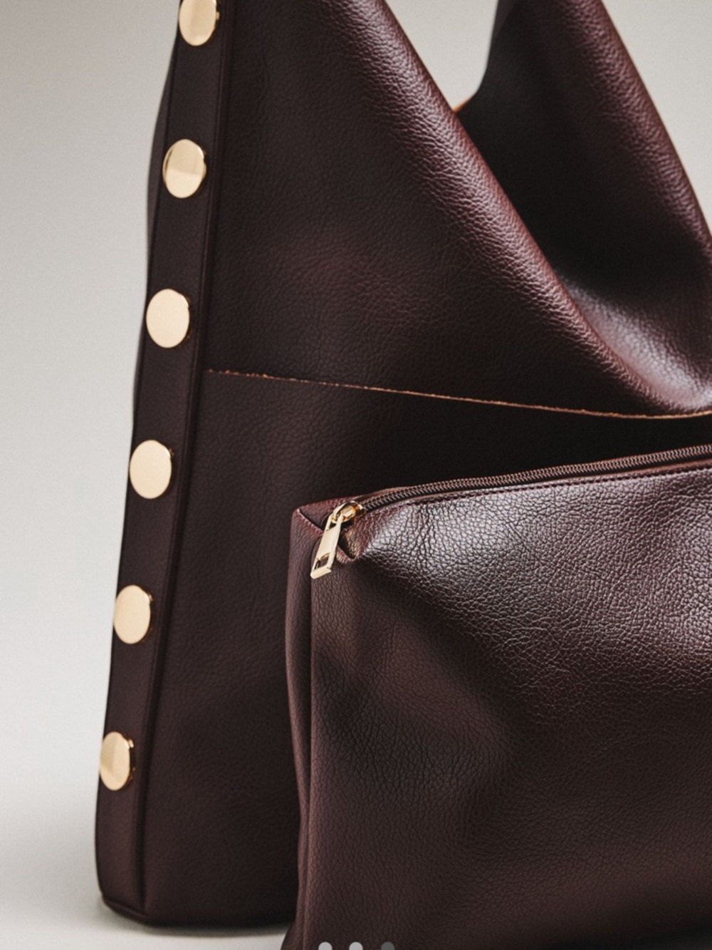 Anthropologie Studded Vegan Leather North South Shoulder Hobo Bag - Picture 3 of 8